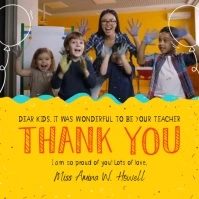 Thank you Teacher to Student Square Video Cuadrado (1:1) template