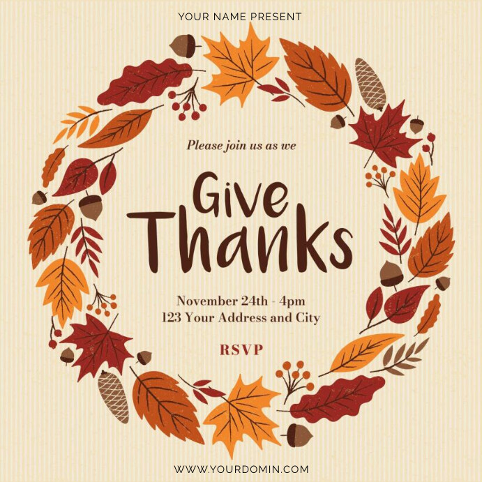 Thankgiving โพสต์บน Instagram template