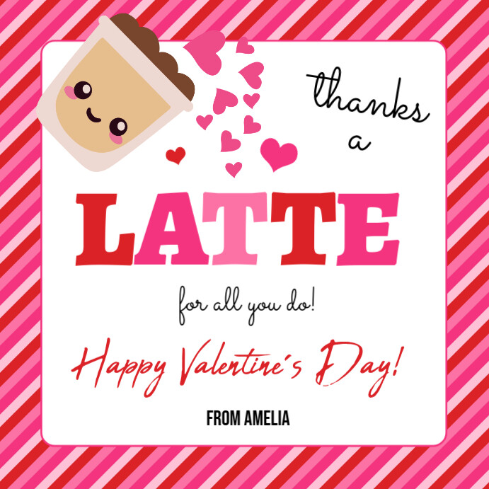 Thanks a latte - Appreciation Gift Tags, Thanks a latte tags Instagram Post template
