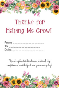 Thanks for Helping Me Grow Flower Printable Banner 4' × 6' template