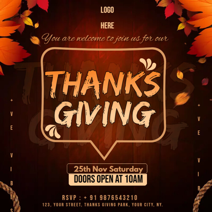 Thanks Giving ads Instagram Post template