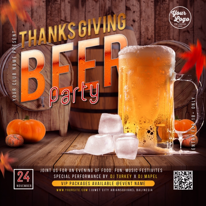 Thanks Giving Beer Party Instagram Template | PosterMyWall