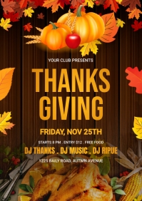 Brązowy Thanksgiving Club Event A1 Template