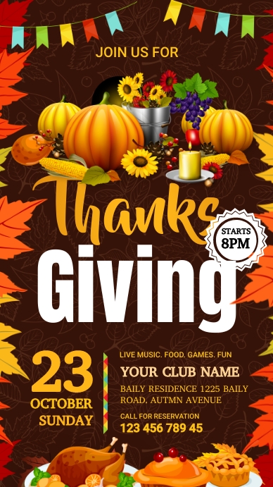 Thanks Giving Celebration Instagram story Instagram-Story template