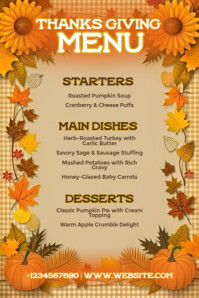 Brun Thanksgiving Menu Poster Template