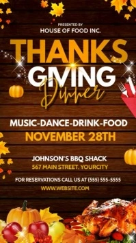 Thanks Giving Dinner Party Pantalla Digital (9:16) template