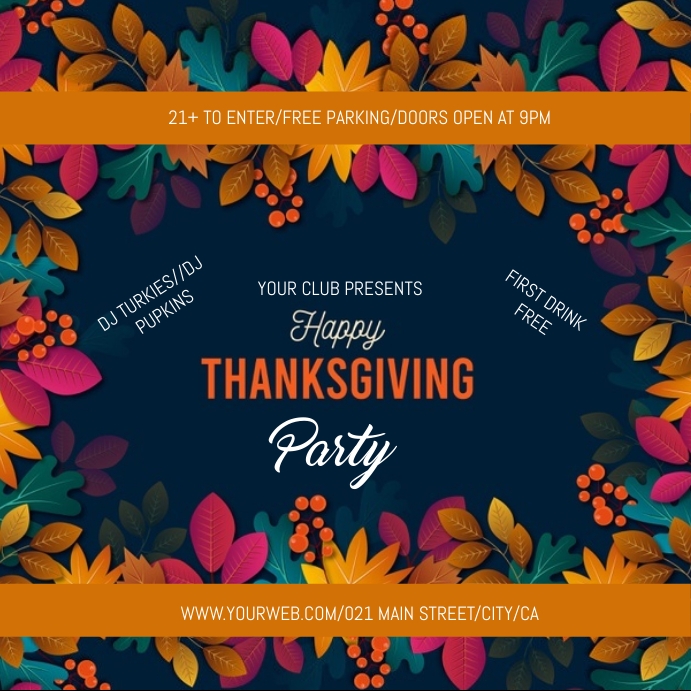 THANKS GIVING FLYER Kwadrat (1:1) template