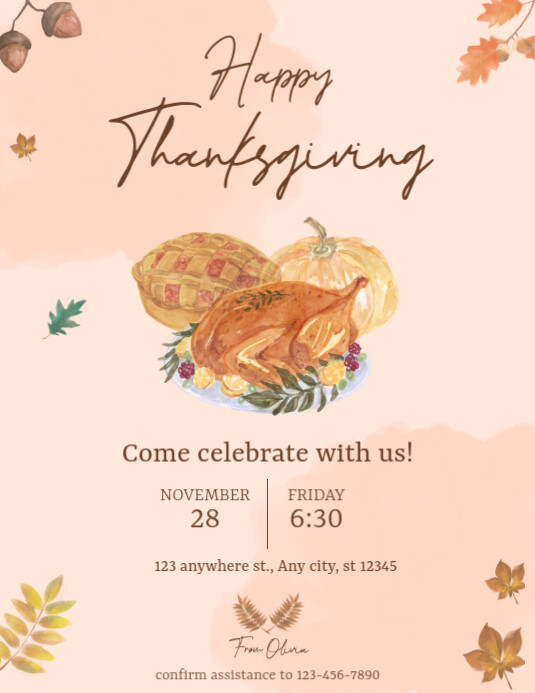 Thanks Giving Invitation Template | PosterMyWall