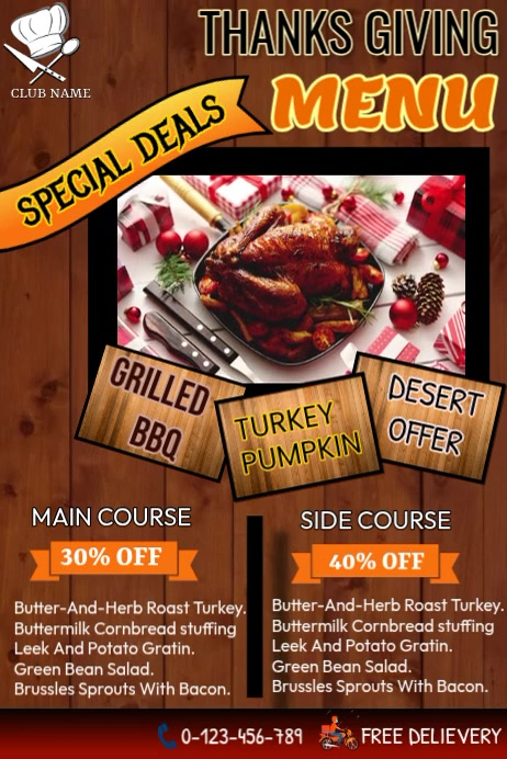 Thanks Giving Menu Template | PosterMyWall