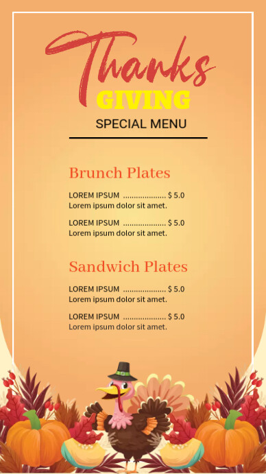 Thanks giving menu Template | PosterMyWall