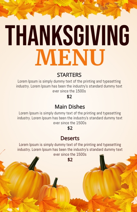 Copy of Thanks giving menu | PosterMyWall