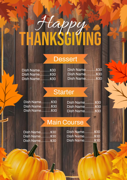 Thanks Giving Menu Template | PosterMyWall