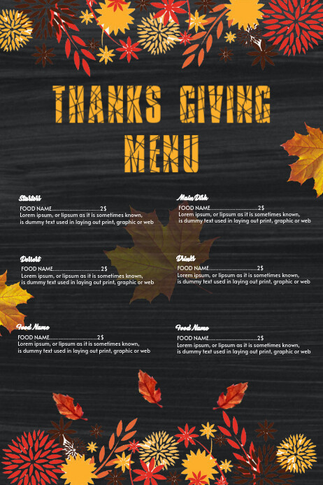 Thanks giving menu template | PosterMyWall