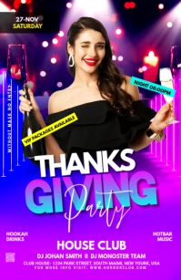 Thanks Giving Party Flyer Half Page Wide template