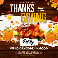 Thanks Giving Party Flyer Square (1:1) template