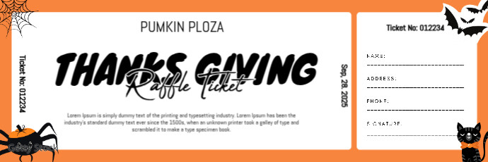 Thanks Giving Raffle Ticket Twitter Banner template