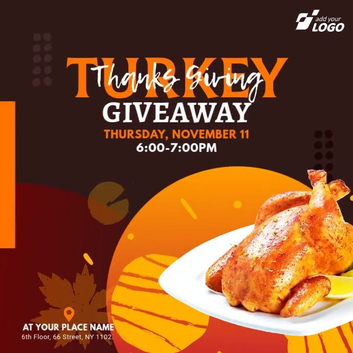 Thanks Giving Turkey Giveaway Template | PosterMyWall