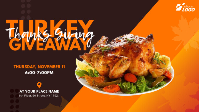 Turkey Raffle Header Thanks Giving Turkey Giveaway Template | PosterMyWall