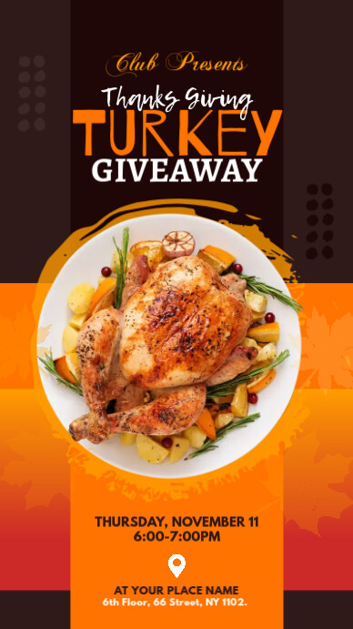 Turkey Raffle Header Thanks Giving Turkey Giveaway Template | PosterMyWall