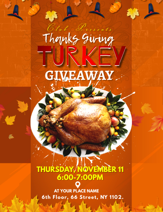 Thanks Giving Turkey Giveaway Flyer Template PosterMyWall