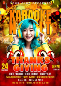 THANKS GIVINIG KARAOKE NIGHT FLYER A3 template