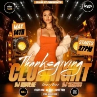 thanksging day club party event design template Message Instagram
