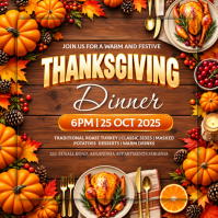 Orange Thanksgiving Dinner Pos Instagram Template