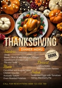 Thanksgiving, event,autumn,menu A5 template