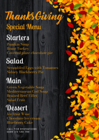 Black Thanksgiving Menu A1 Template