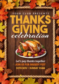 Thanksgiving, event,autumn church A5 template