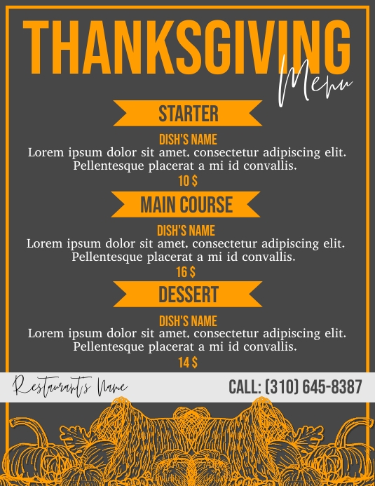 Copy of Thanksgiving, Menu | PosterMyWall