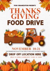 White Thanksgiving Food Drive A5 Template