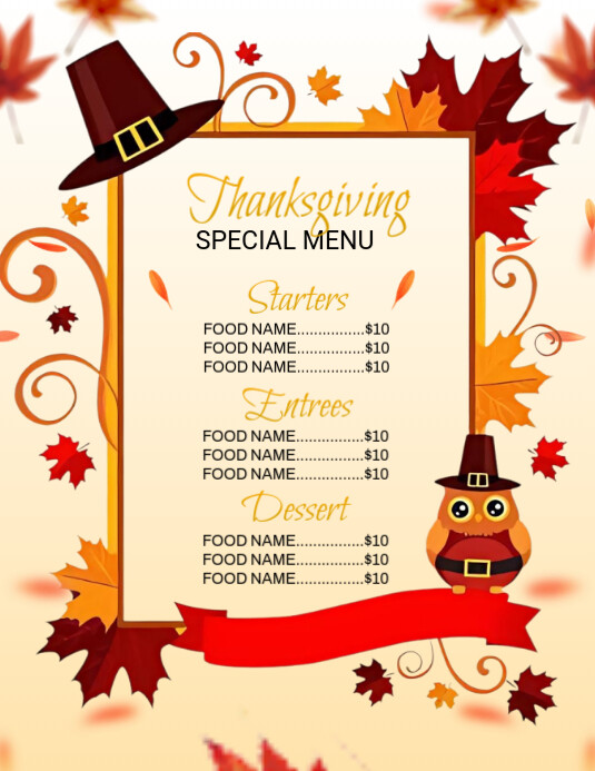 Copy of Thanksgiving's menu | PosterMyWall