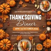 Thanksgiving dinner, event,autumn, Instagram na Post template