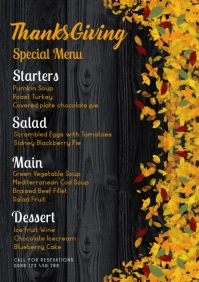 Thanksgiving menu, event,autumn,menu A1 template