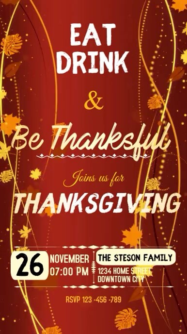 Thanksgiving, thanksgiving dinner Instagram Digital Display (9:16) template