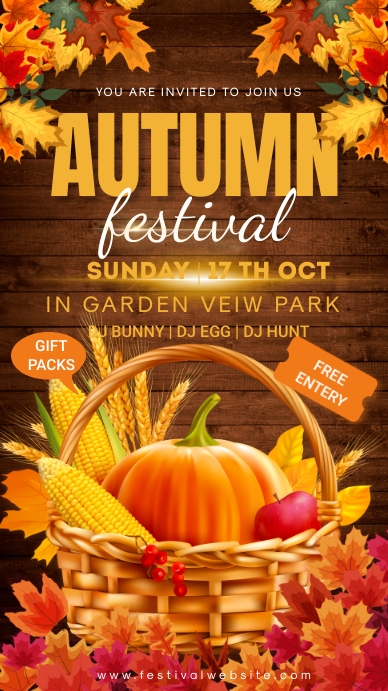 Thanksgiving,autumn Digital Display (9:16) template