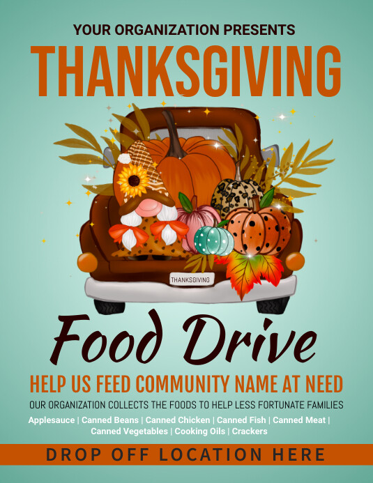 Thanksgiving,food drive Flyer (US Letter) template