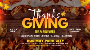 Marrón Thanksgiving Party Digitalt display Template