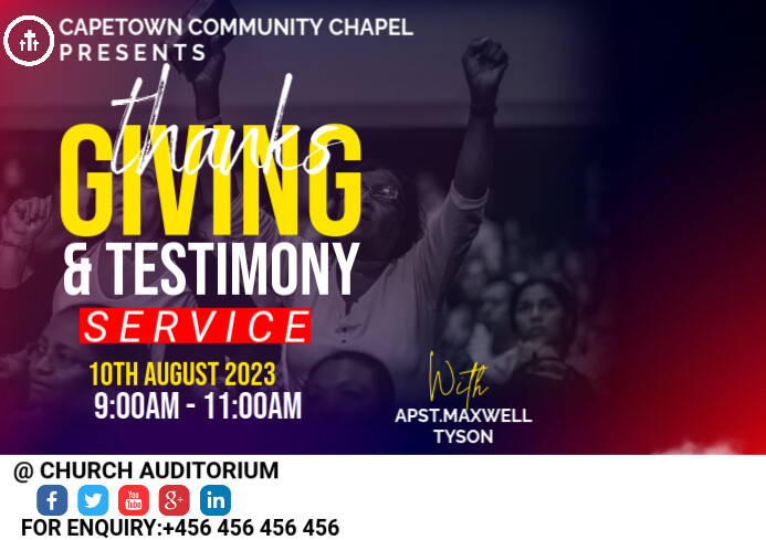 Program Testimony Poster Design thanksgiving and testimony service flyer Template | PosterMyWall