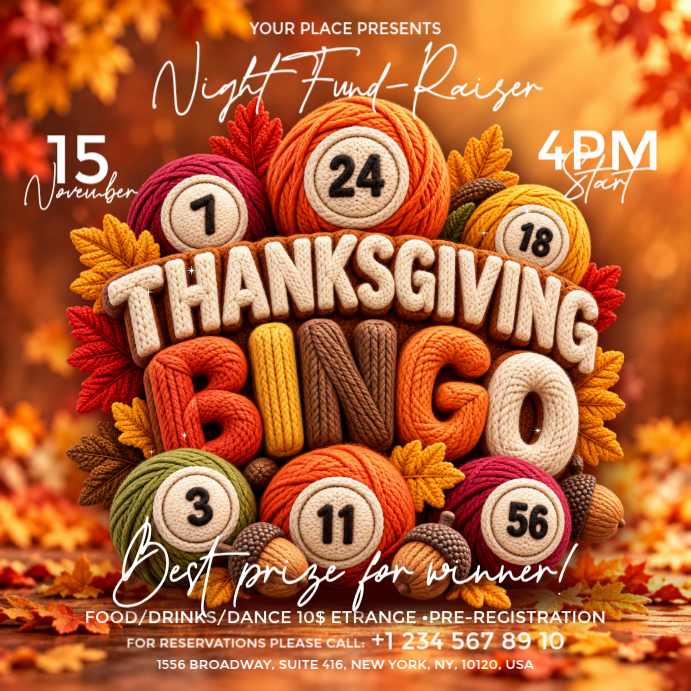 Thanksgiving Bingo Night Template | PosterMyWall