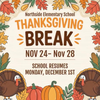 Thanksgiving Break Flyer, School Flyer, Thanks Giving Flyer Template Wpis na Instagrama