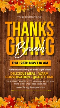 Thanksgiving brunch invitation template. Instagram Story