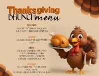 棕色 Thanksgiving Brunch Menu Folheto Template