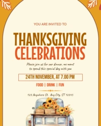 Thanksgiving celebration poster Instagram Portrait template