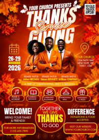 Red Church Thanksgiving Service A1 Template