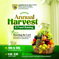 Yellow Church Harvest and Fundraising Event Instagram 帖子 Template
