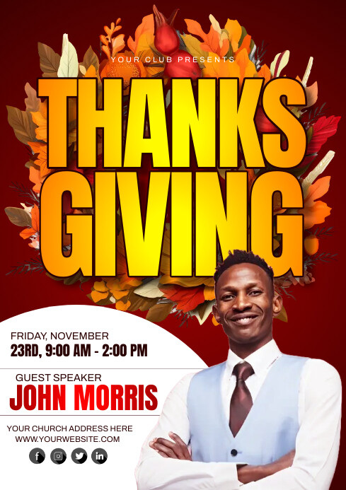 Thanksgiving church flyer Template | PosterMyWall