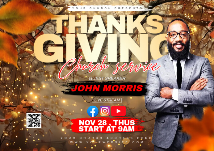 Thanksgiving church flyer Template | PosterMyWall