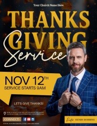 Thanksgiving church service fall autumn deign template Volante (Carta US)